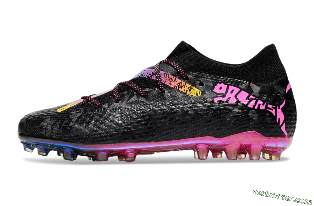 Puma Future Ultimate MG Low-Tops Soccer Cleats - Black/Pink/Yellow 2
