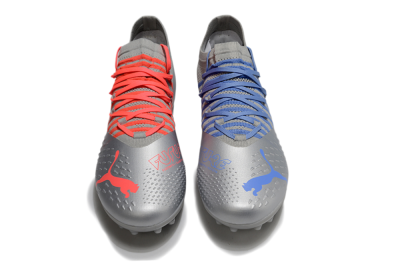 Puma Future Ultimate MG Low-Tops Soccer Cleats - Silver/Blue/Red