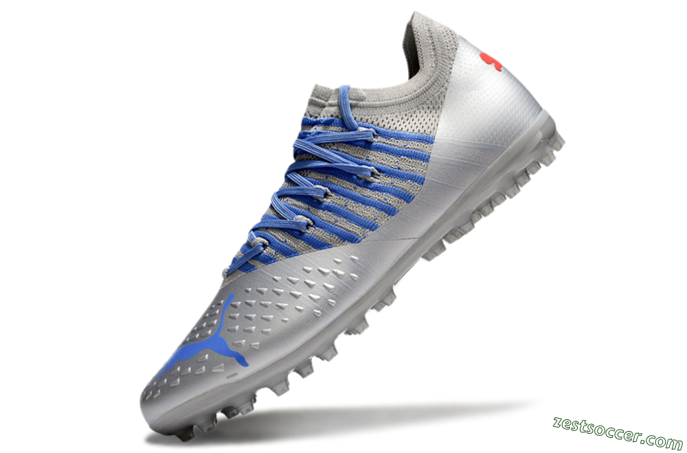 Puma Future Ultimate MG Low-Tops Soccer Cleats - Silver/Blue/Red 5