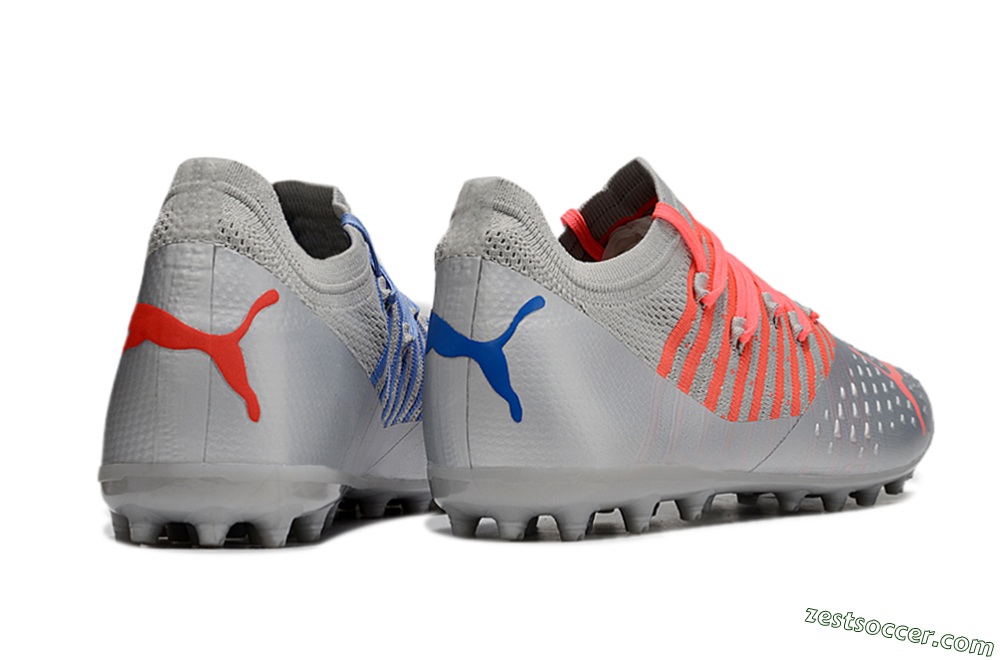 Puma Future Ultimate MG Low-Tops Soccer Cleats - Silver/Blue/Red 7