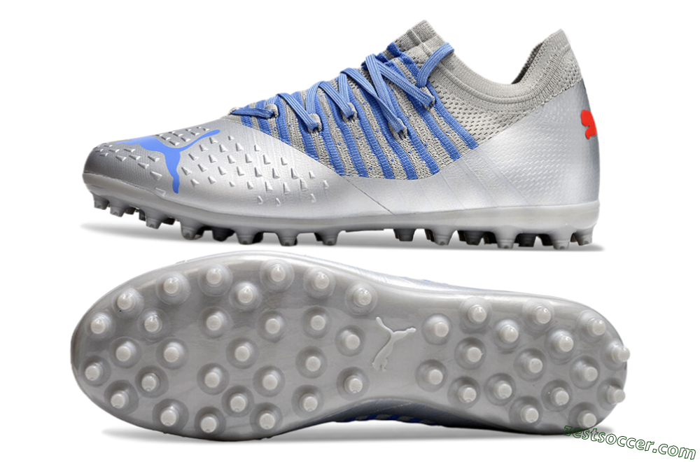Puma Future Ultimate MG Low-Tops Soccer Cleats - Silver/Blue/Red 1