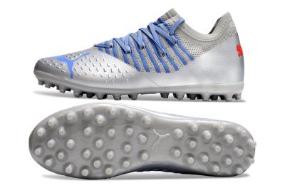 Puma Future Ultimate MG Low-Tops Soccer Cleats - Silver/Blue/Red