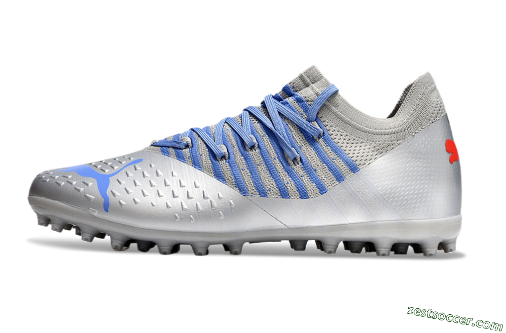 Puma Future Ultimate MG Low-Tops Soccer Cleats - Silver/Blue/Red 2