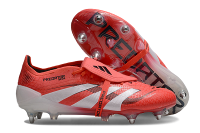 Adidas Predator 25 Elite Foldover Tongue SG Low-Tops Soccer Cleats - Red/White/Black