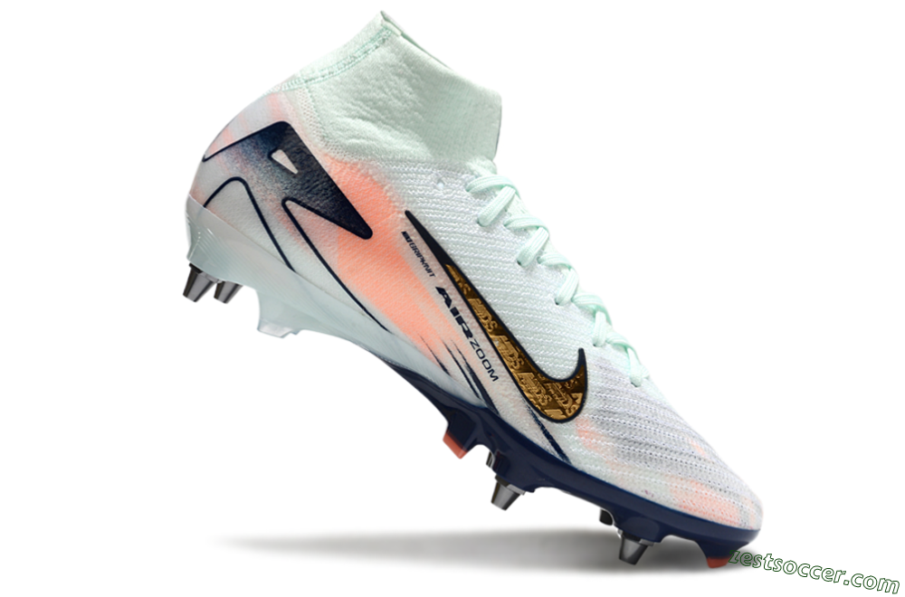 Nike Air Zoom Mercurial Superfly 10 Elite SG High-Tops Soccer Cleats - Jade/Gold/Red 4