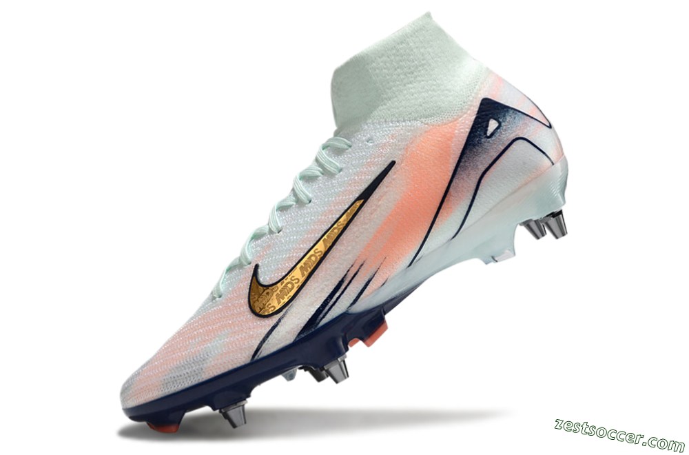 Nike Air Zoom Mercurial Superfly 10 Elite SG High-Tops Soccer Cleats - Jade/Gold/Red 5