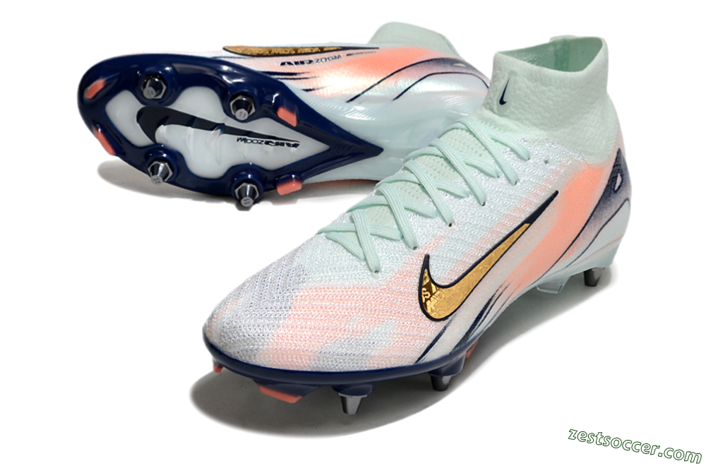 Nike Air Zoom Mercurial Superfly 10 Elite SG High-Tops Soccer Cleats - Jade/Gold/Red 3