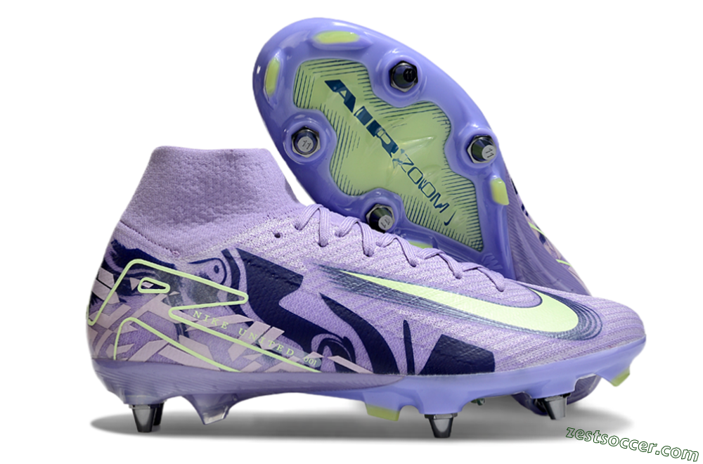 Nike Air Zoom Mercurial Superfly 10 Elite SG High-Tops Soccer Cleats - Purple/Yellow/Blue 0