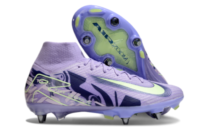 Nike Air Zoom Mercurial Superfly 10 Elite SG High-Tops Soccer Cleats - Purple/Yellow/Blue
