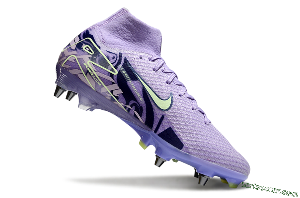 Nike Air Zoom Mercurial Superfly 10 Elite SG High-Tops Soccer Cleats - Purple/Yellow/Blue 4