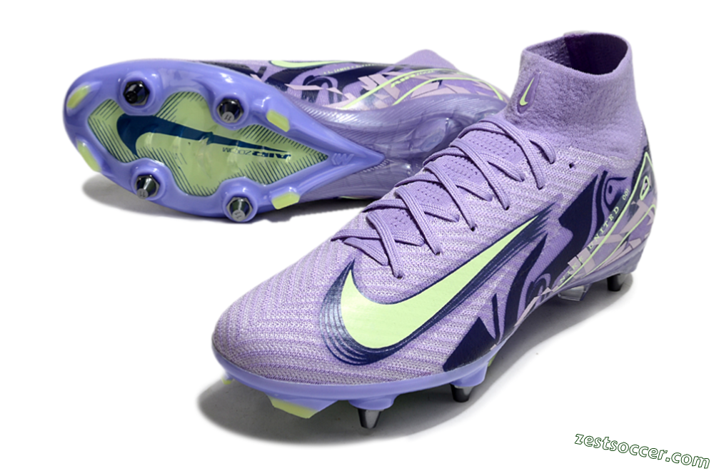 Nike Air Zoom Mercurial Superfly 10 Elite SG High-Tops Soccer Cleats - Purple/Yellow/Blue 3