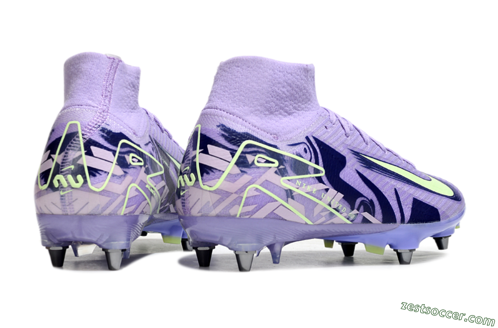 Nike Air Zoom Mercurial Superfly 10 Elite SG High-Tops Soccer Cleats - Purple/Yellow/Blue 6
