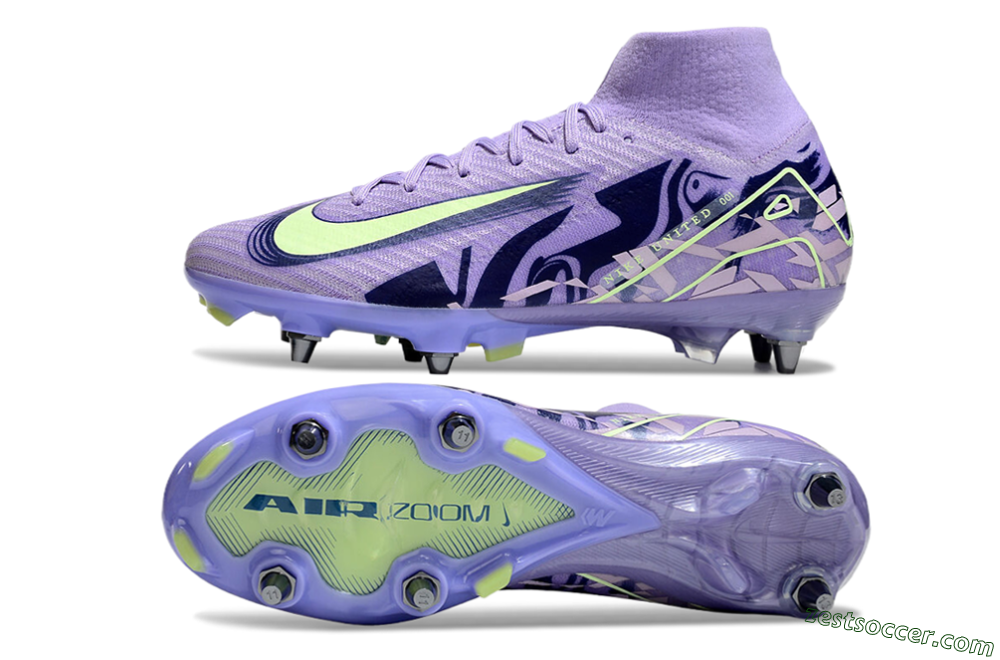 Nike Air Zoom Mercurial Superfly 10 Elite SG High-Tops Soccer Cleats - Purple/Yellow/Blue 1