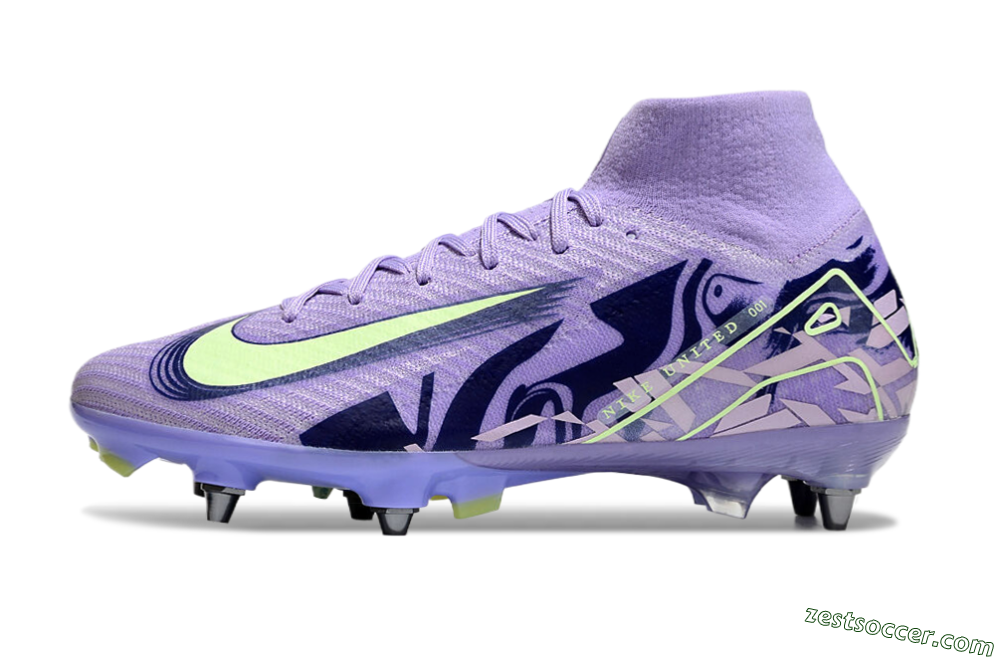 Nike Air Zoom Mercurial Superfly 10 Elite SG High-Tops Soccer Cleats - Purple/Yellow/Blue 2