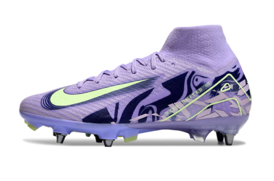 Nike Air Zoom Mercurial Superfly 10 Elite SG High-Tops Soccer Cleats - Purple/Yellow/Blue