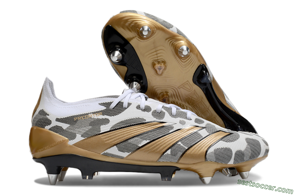 Adidas Predator Elite 25 SG Low-Tops Soccer Cleats - White/Black/Gold 0