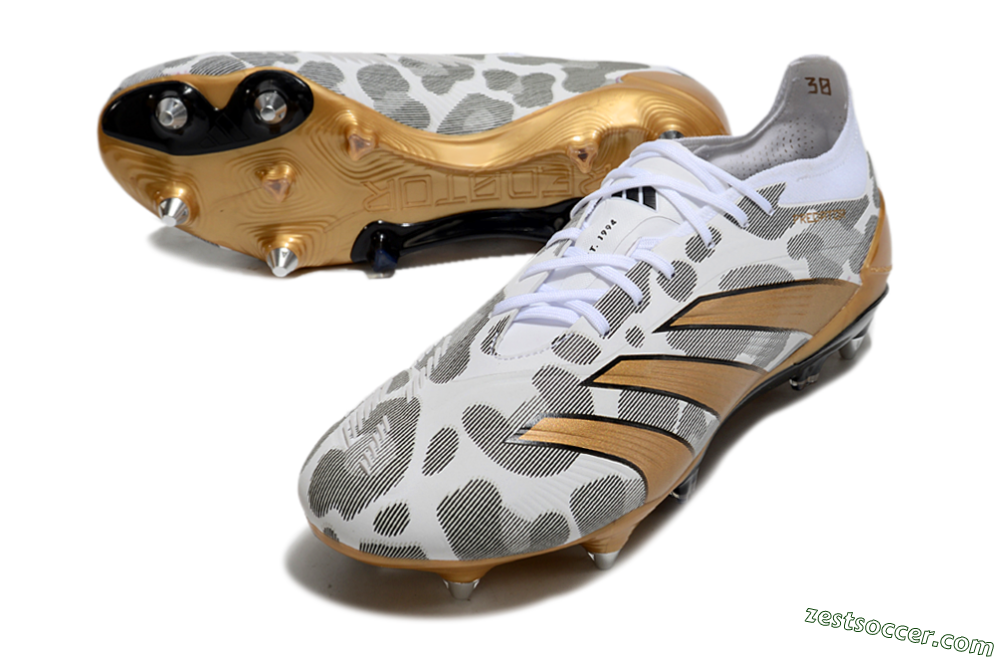 Adidas Predator Elite 25 SG Low-Tops Soccer Cleats - White/Black/Gold 3