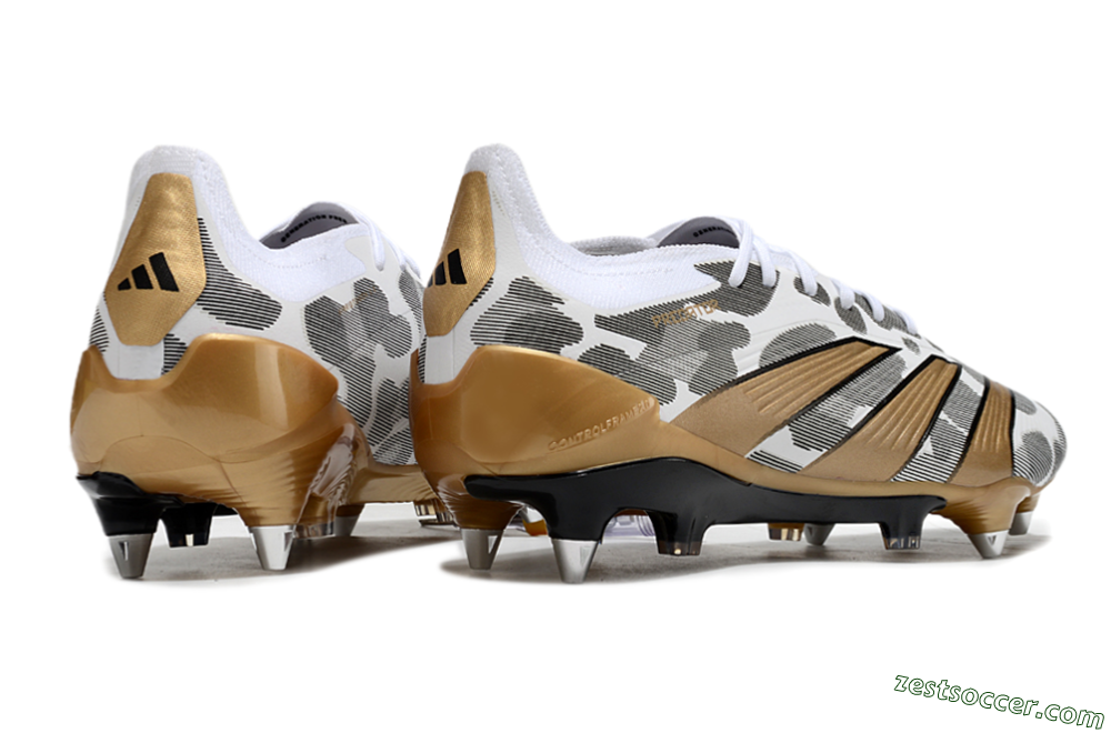 Adidas Predator Elite 25 SG Low-Tops Soccer Cleats - White/Black/Gold 6