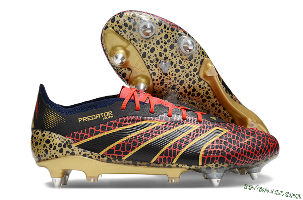 Adidas Predator Elite 25 SG Low-Tops Soccer Cleats - Black/Red/Gold 0