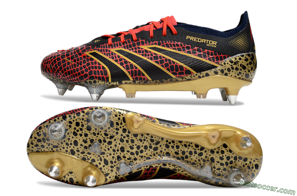 Adidas Predator Elite 25 SG Low-Tops Soccer Cleats - Black/Red/Gold 1