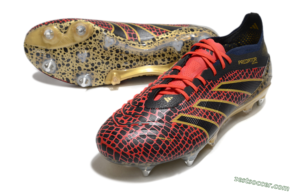 Adidas Predator Elite 25 SG Low-Tops Soccer Cleats - Black/Red/Gold 3