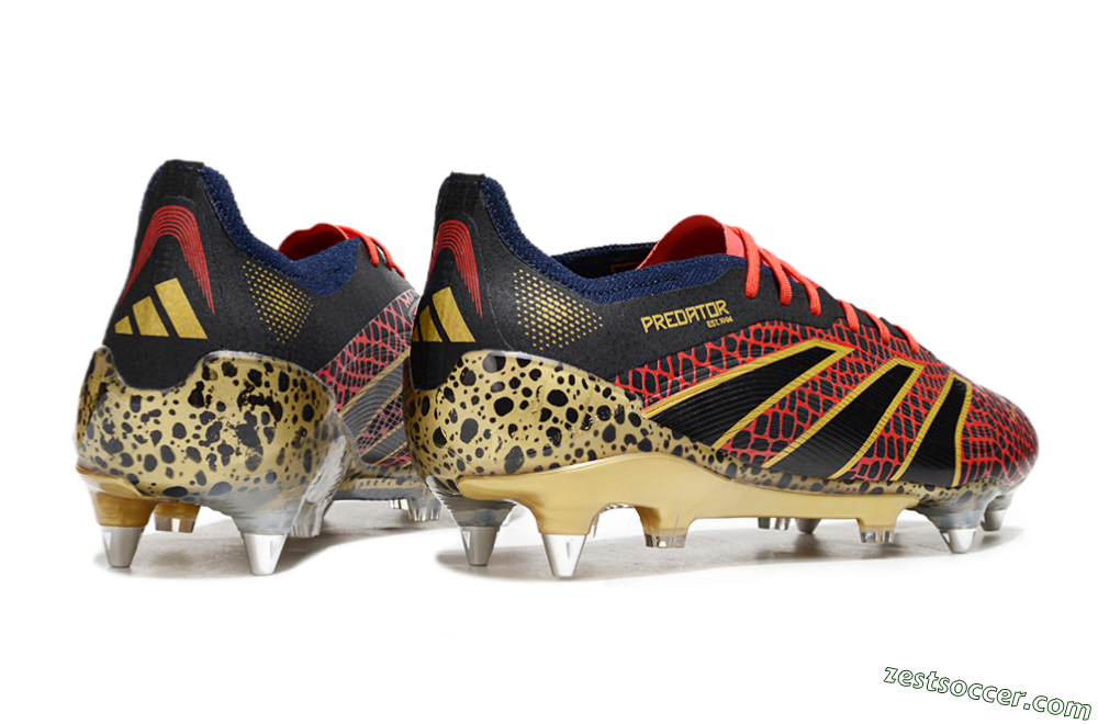 Adidas Predator Elite 25 SG Low-Tops Soccer Cleats - Black/Red/Gold 6