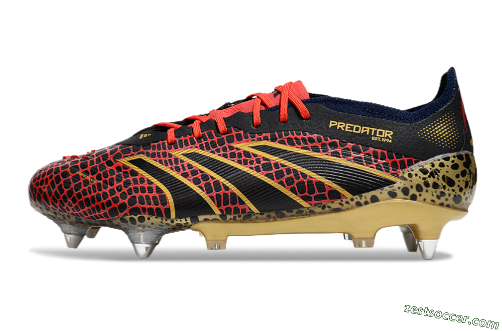 Adidas Predator Elite 25 SG Low-Tops Soccer Cleats - Black/Red/Gold 2