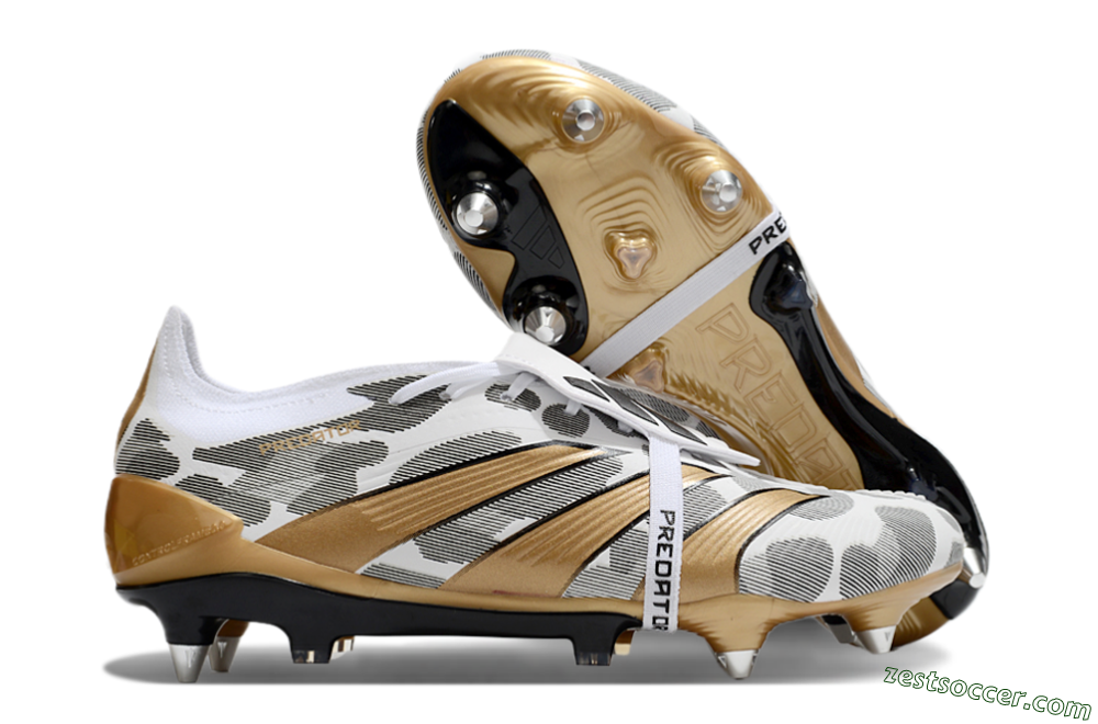 Adidas Predator Elite Foldover Tongue SG Low-Tops Soccer Cleats - White/Black/Gold 0