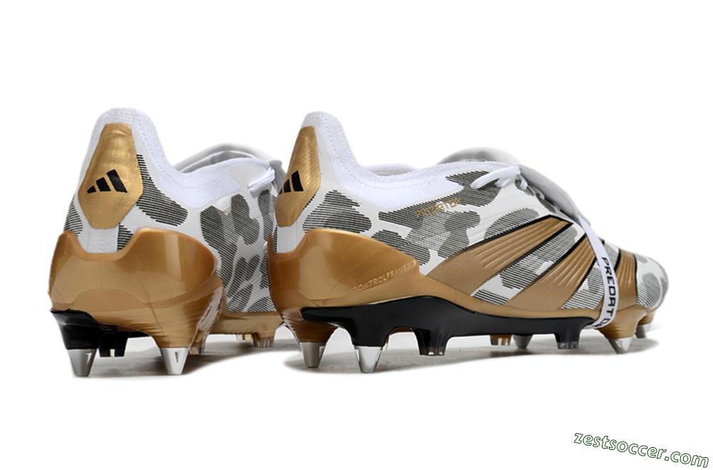 Adidas Predator Elite Foldover Tongue SG Low-Tops Soccer Cleats - White/Black/Gold 6