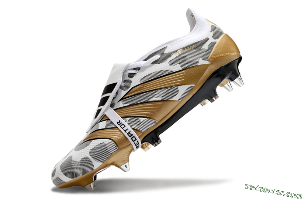 Adidas Predator Elite Foldover Tongue SG Low-Tops Soccer Cleats - White/Black/Gold 5