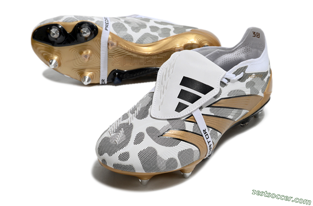 Adidas Predator Elite Foldover Tongue SG Low-Tops Soccer Cleats - White/Black/Gold 3