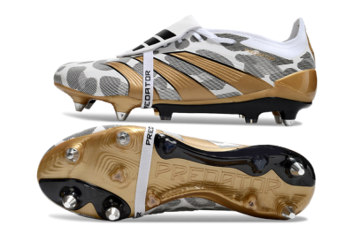 Adidas Predator Elite Foldover Tongue SG Low-Tops Soccer Cleats - White/Black/Gold