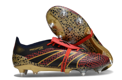 Adidas Predator 25 Elite Foldover Tongue SG Low-Tops Soccer Cleats - Black/Red/Gold