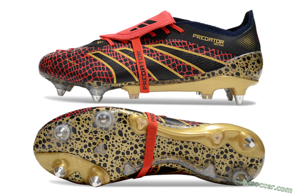 Adidas Predator 25 Elite Foldover Tongue SG Low-Tops Soccer Cleats - Black/Red/Gold 1