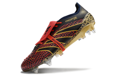 Adidas Predator 25 Elite Foldover Tongue SG Low-Tops Soccer Cleats - Black/Red/Gold
