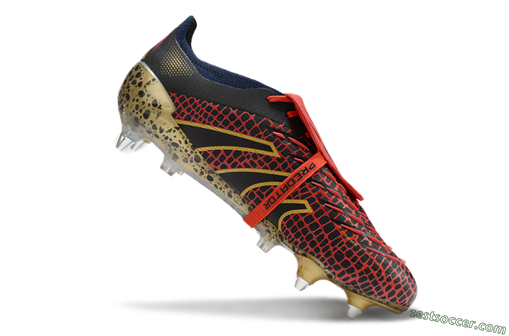 Adidas Predator 25 Elite Foldover Tongue SG Low-Tops Soccer Cleats - Black/Red/Gold 4