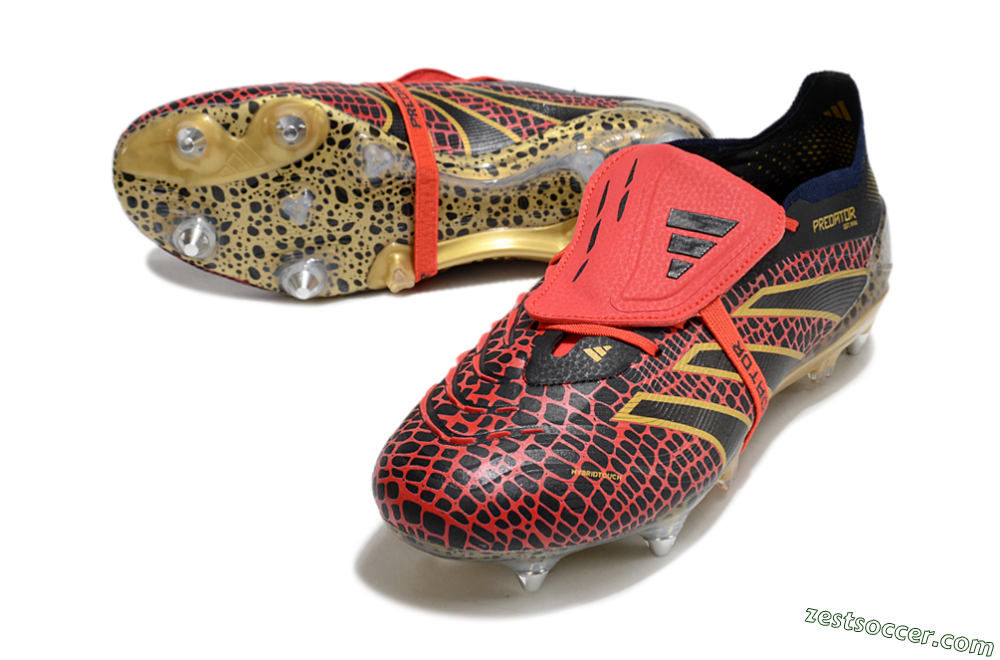 Adidas Predator 25 Elite Foldover Tongue SG Low-Tops Soccer Cleats - Black/Red/Gold 3