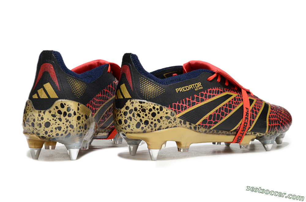 Adidas Predator 25 Elite Foldover Tongue SG Low-Tops Soccer Cleats - Black/Red/Gold 6