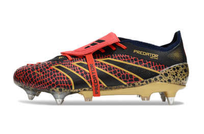 Adidas Predator 25 Elite Foldover Tongue SG Low-Tops Soccer Cleats - Black/Red/Gold