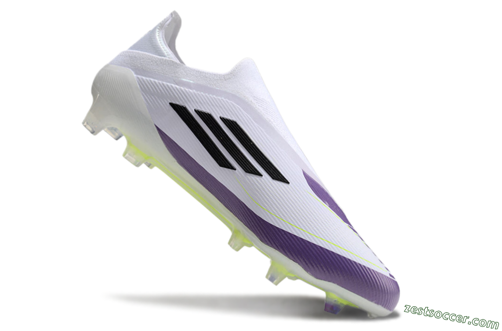Messi x Adidas F50 Elite Laceless FG Low-Tops Soccer Cleats - White/Black/Purple 4