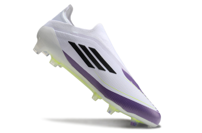 Messi x Adidas F50 Elite Laceless FG Low-Tops Soccer Cleats - White/Black/Purple