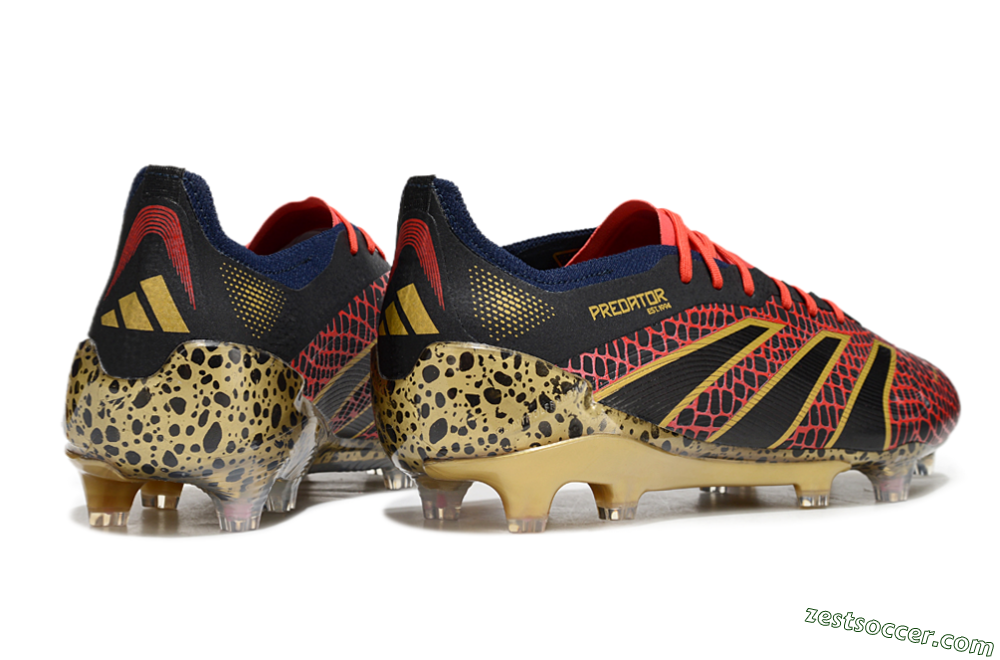 Adidas Predator Elite FG Low-Tops Soccer Cleats - Black/Red/Gold 6