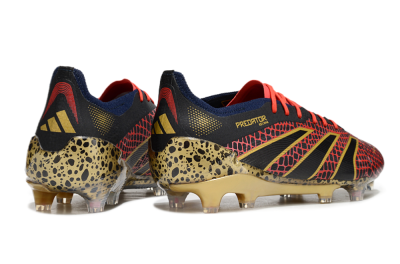Adidas Predator Elite FG Low-Tops Soccer Cleats - Black/Red/Gold