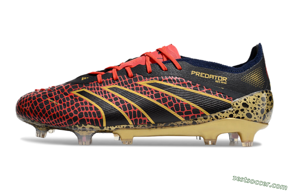 Adidas Predator Elite FG Low-Tops Soccer Cleats - Black/Red/Gold 2