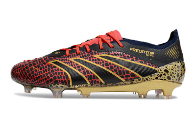 Adidas Predator Elite FG Low-Tops Soccer Cleats - Black/Red/Gold