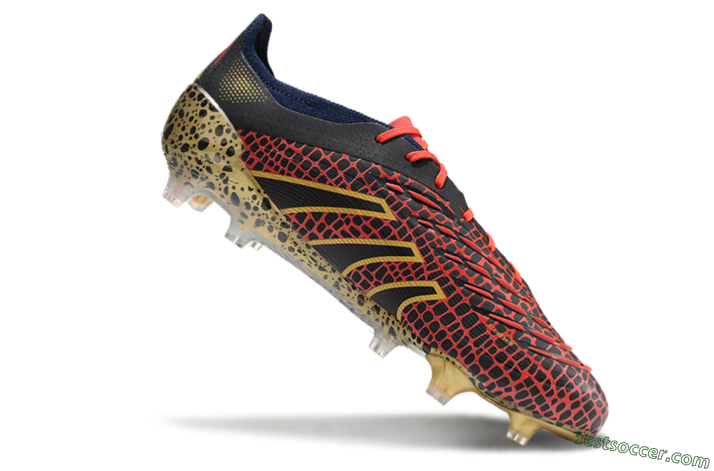 Adidas Predator Elite FG Low-Tops Soccer Cleats - Black/Red/Gold 4