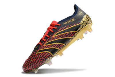 Adidas Predator Elite FG Low-Tops Soccer Cleats - Black/Red/Gold