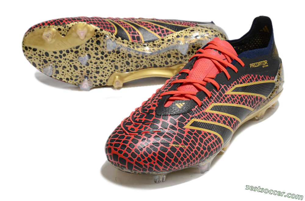 Adidas Predator Elite FG Low-Tops Soccer Cleats - Black/Red/Gold 3