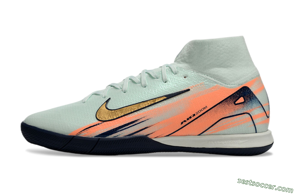 Nike Air Zoom Mercurial Superfly 10 Elite IC High-Tops Soccer Shoes - Jade/Gold/Red 2