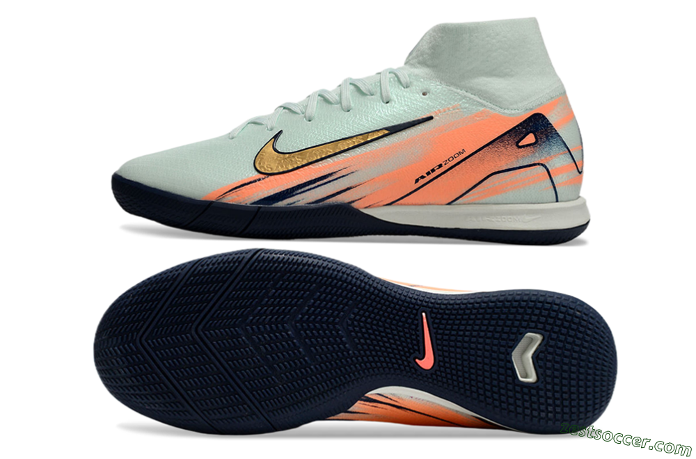 Nike Air Zoom Mercurial Superfly 10 Elite IC High-Tops Soccer Shoes - Jade/Gold/Red 1
